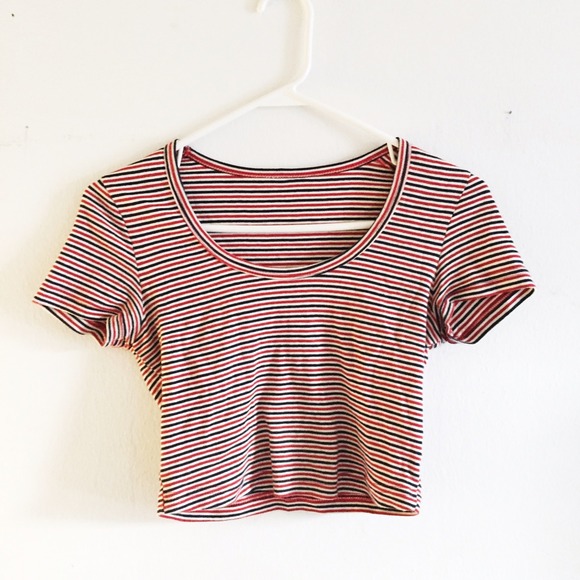 American Apparel Striped Baby Rib Crop Top
