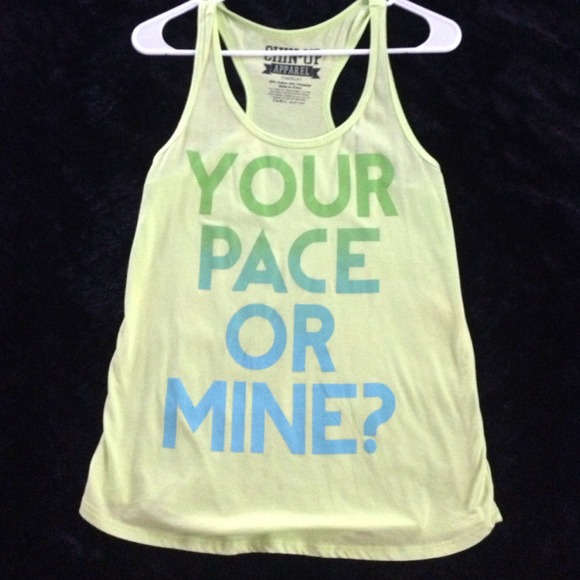 Green/ ombré lettering Chin Up tank top! 🔥