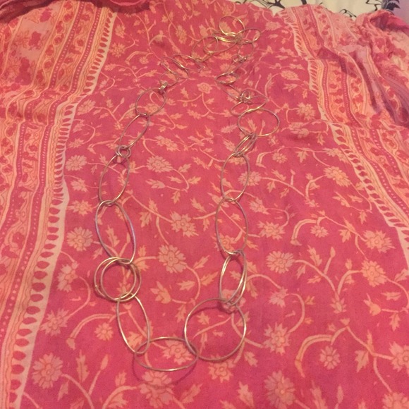 Long silver necklace