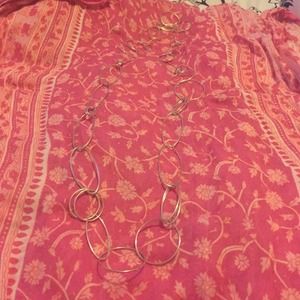 Long silver necklace