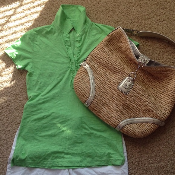 NWOT Lilly Pulitzer Green Ruffle Polo