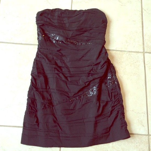 Black strapless dress with embellishments