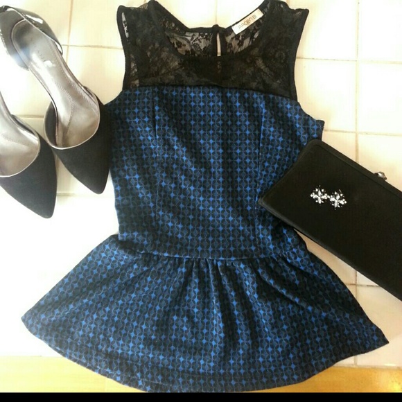 Peplum top with sheer lace back