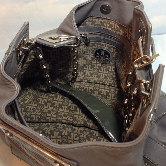 PRE-OWNED TORY BURCH GREY LEATHER SHOULDER BAG - Picture 3 of 8