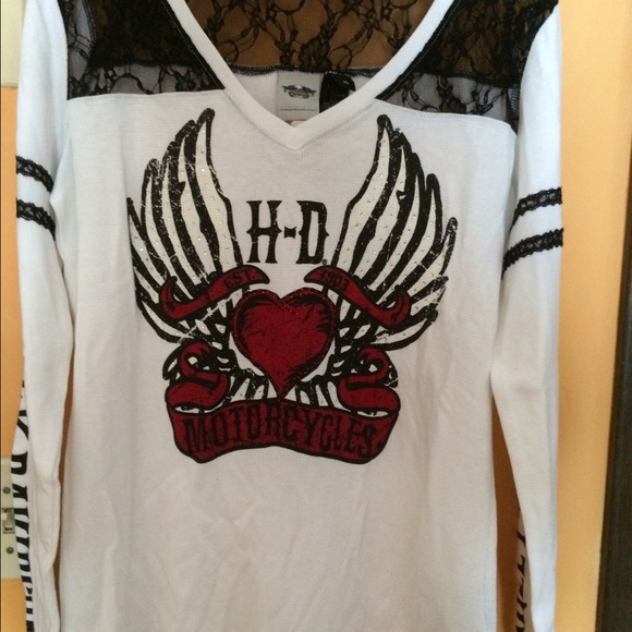 Harley Davidson lace & waffle top