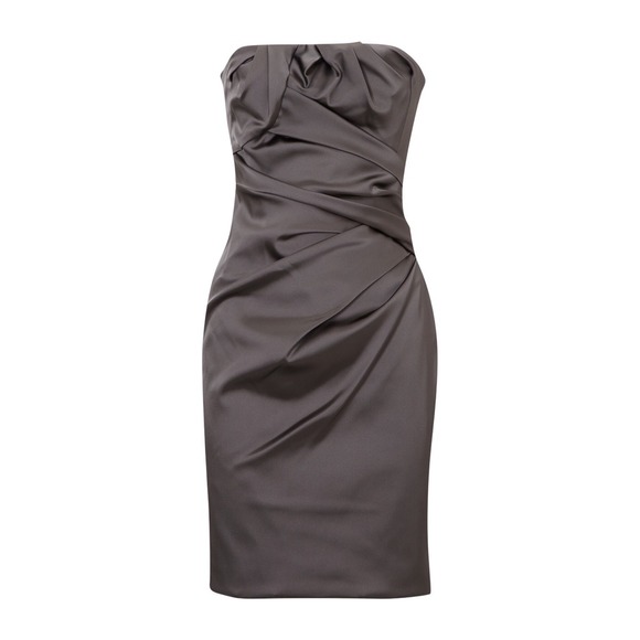 Satin strapless dress with gathered front detail