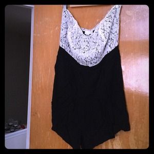 Plus Size Lace Panel Romper