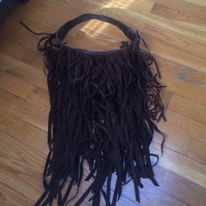 Brown suede tassel g series off the shoulder bag