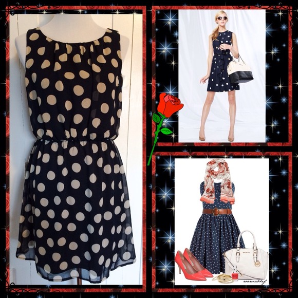 Eyeshadow Dresses & Skirts - 🎉HP🎉🌹Eyeshadow Navy Polka Dot Junior Dress🌹