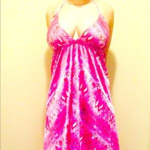 SEXY...hot pink silk halter dress
