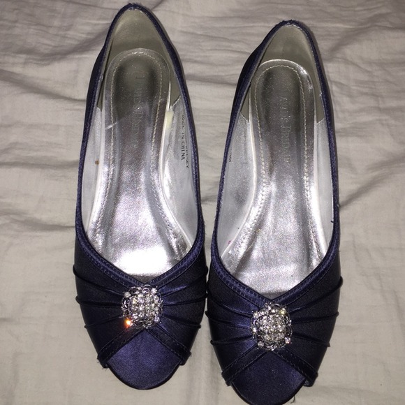 David's bridal Navy Wedge heel shoes