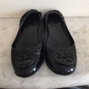 Tory Burch black patent Reva ballet