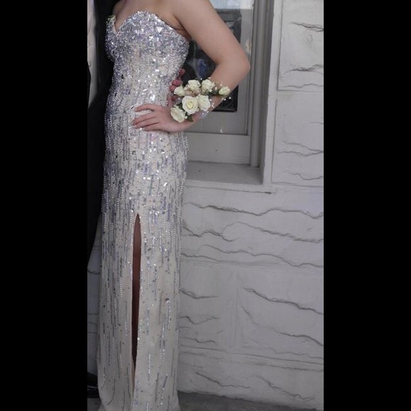 White/nudeish color prom dress