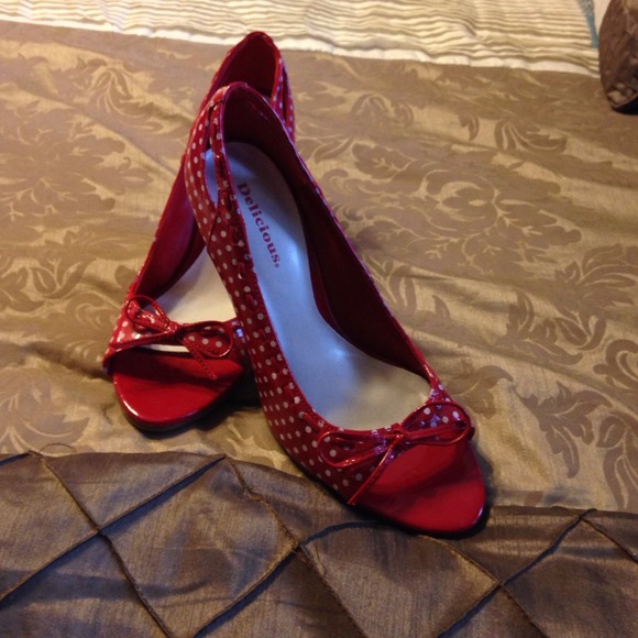 Red/White Polka Dot Heels