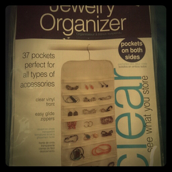 White hanging jewelry organizer