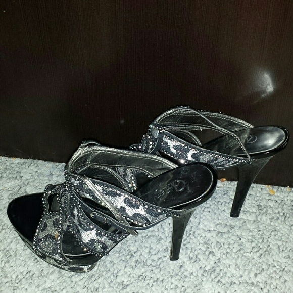 Black and silver heels