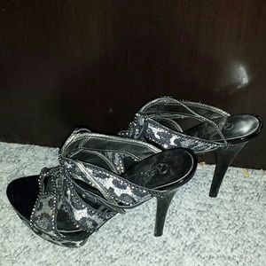 Black and silver heels
