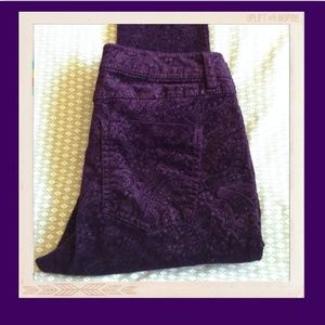 🎉SALE🎉Deep Purple Paisley Skinny Corduroys