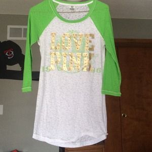 PINK green and gold shirt