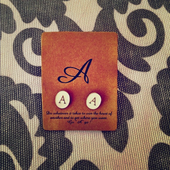 Francesca's Collections Jewelry - White "A" stud earrings