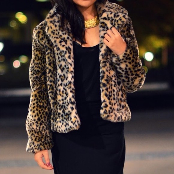cropped leopard fur jacket