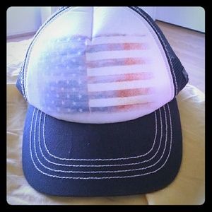 American flag trucker hat