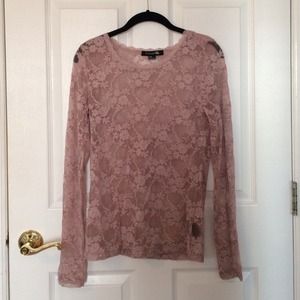 See-through long sleeves lace shirt