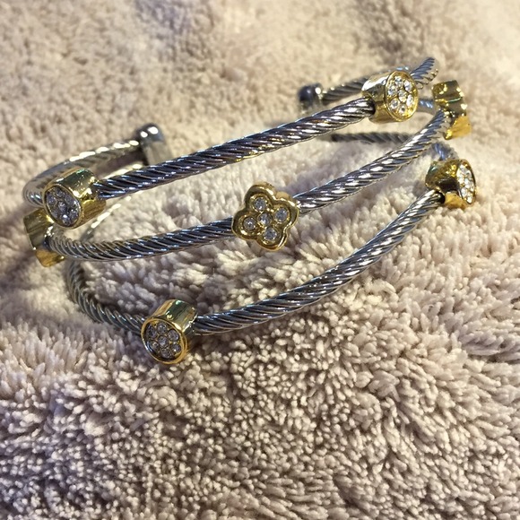Be Seen Sales Jewelry - NEW**Twisted Cable Triple Bracelet with Crystals Be Seen Sales Jewelry - NEW**Twisted Cable Triple Bracelet with Crystals