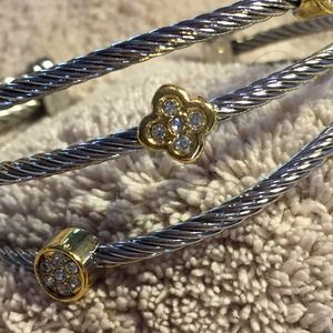 Be Seen Sales Jewelry - NEW**Twisted Cable Triple Bracelet with Crystals Be Seen Sales Jewelry - NEW**Twisted Cable Triple Bracelet with Crystals