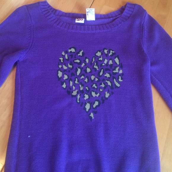 Purple sweater with a cheetah print heart