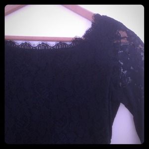 Diane Von Furstenberg Black Lace Blouse