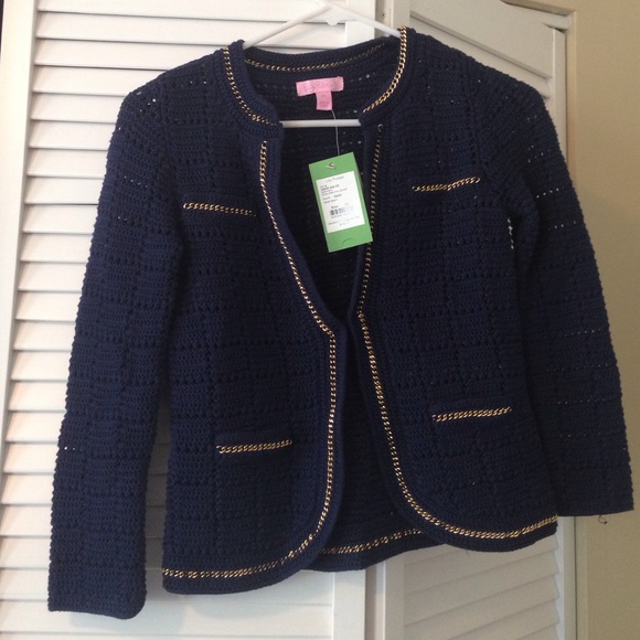 Lilly Pulitzer navy "Rosa sweater jacket" XS NWT