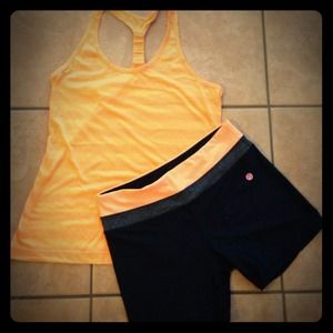 Yoga top and shorts.