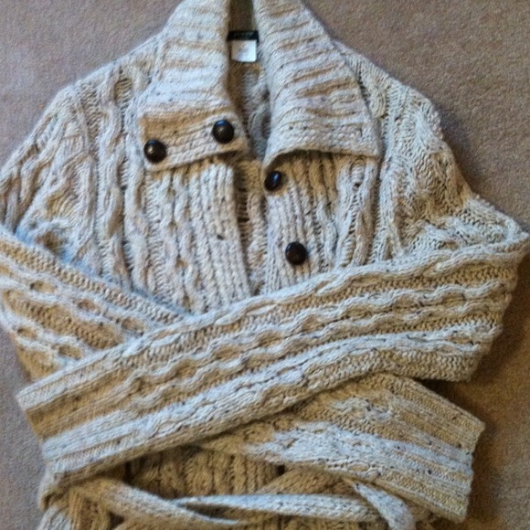 J Crew chunky cable knit cardigan sweater..