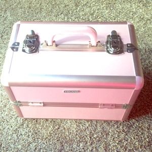 Sephora makeup train case, metallic pink