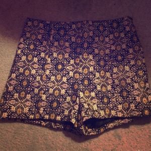High-waisted glitter shorts