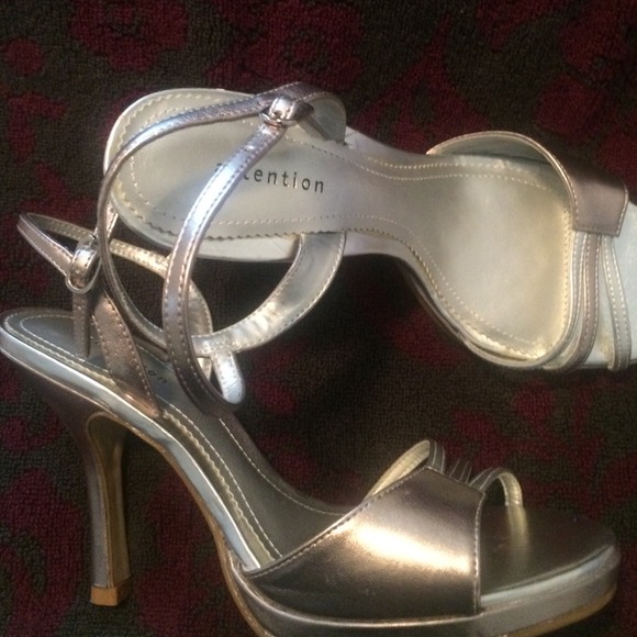Metallic silver and pewter strappy sandals