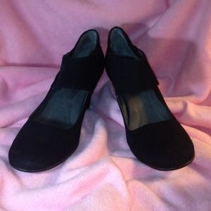 Black Suede zip ankle strap shoes