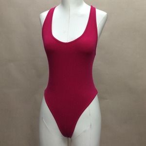 Fuchsia pink AA bodysuit with thong and racer back
