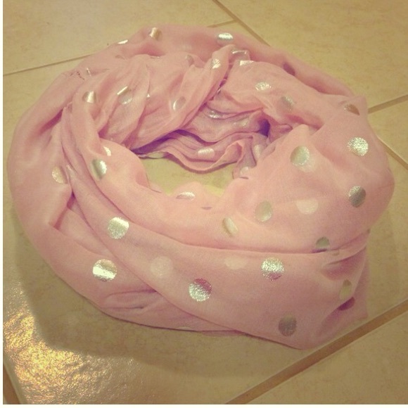 Pink/Silver Polka Dot Infinity Scarf