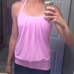 Pink Lululemon tank with built in bra.