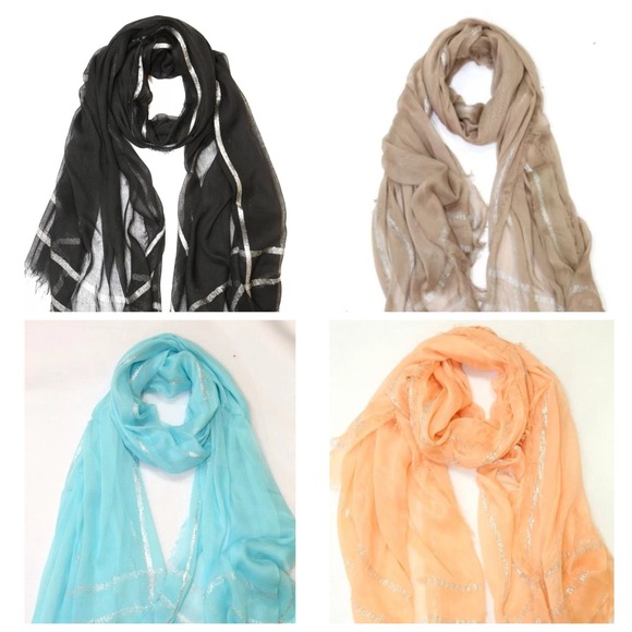 Foil Raw Edge Scarf - Picture 4 of 4
