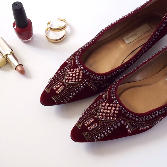 Spiegel Shoes - Spiegel Velvet Beaded Flat