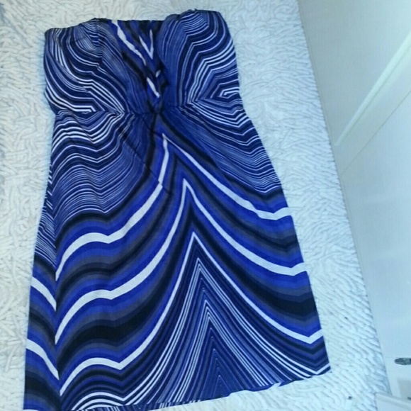 Strapless striped evening dress
