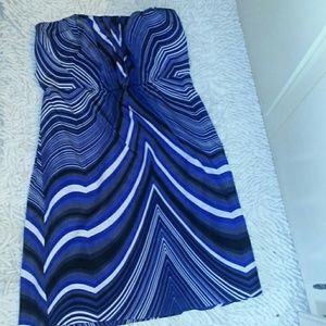 Strapless striped evening dress