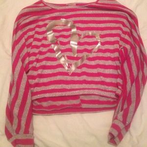 Pink and gray long sleeve shirt