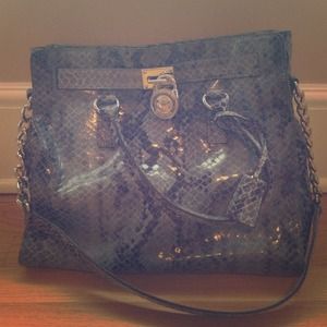 Michael Kors Blue Faux Snake Skin Tote