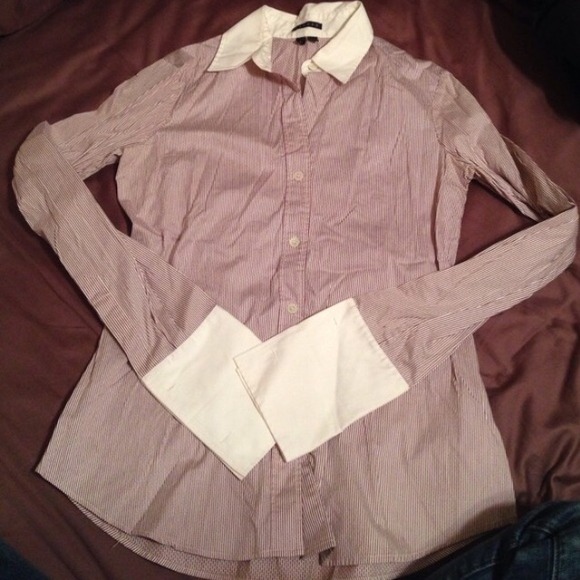 Theory Maroon Pinstripe Button Down w/French  Cuff