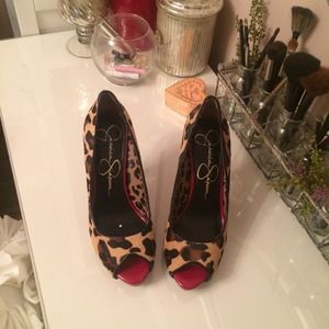 Leopard Peep Toe Heels