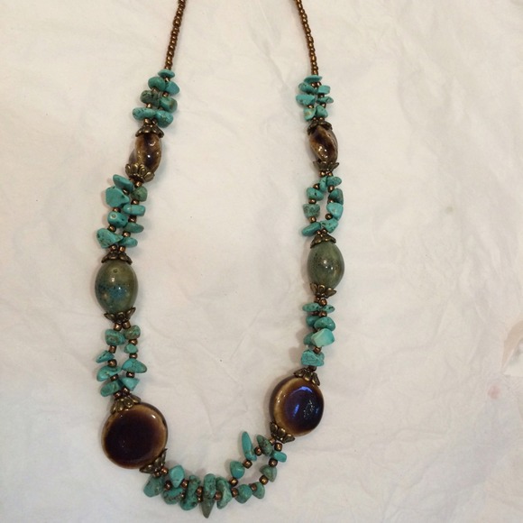 πHPπ Beaded brown and turquoise necklace - Picture 2 of 3